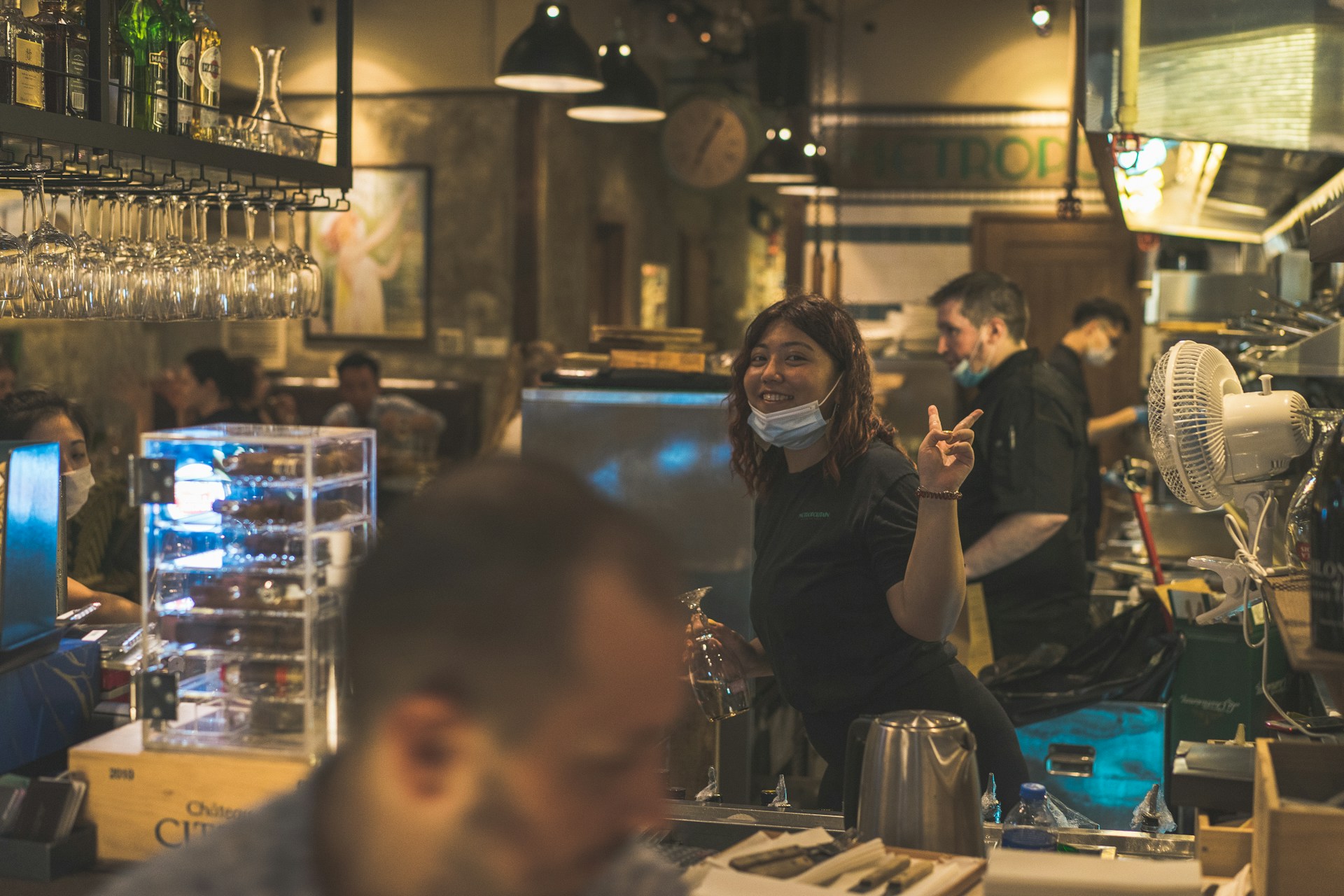 a happy worker in a restaurant