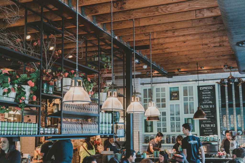 the inside of a busy coffee shop