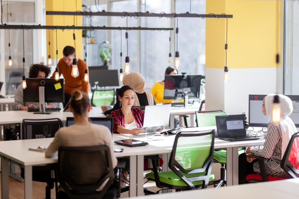 a team working in an office