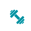 Dumbbell icon representing energy and focus through music.