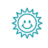 Smiling sun icon representing a cheerful atmosphere through music.